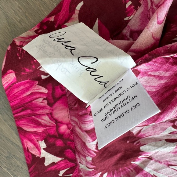 Cara Cara Mattera Floral One Shoulder Maxi Dress Pink Enchanted Tie Sz 4 w/ tags - Picture 7 of 11